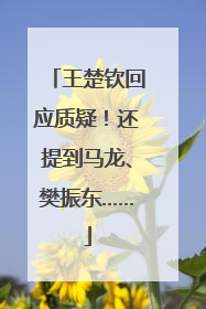 王楚钦回应质疑！还提到马龙、樊振东……