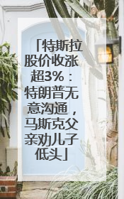 特斯拉股价收涨超3%：特朗普无意沟通，马斯克父亲劝儿子低头