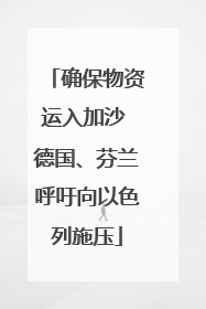 确保物资运入加沙 德国、芬兰呼吁向以色列施压