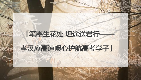 笔墨生花处 坦途送君行——孝汉应高速暖心护航高考学子