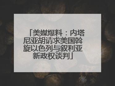 美媒爆料：内塔尼亚胡请求美国斡旋以色列与叙利亚新政权谈判