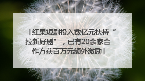 红果短剧投入数亿元扶持“拉新好剧”，已有20余家合作方获百万元额外激励