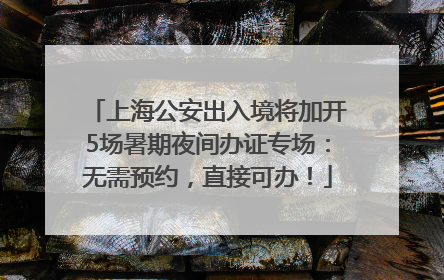 上海公安出入境将加开5场暑期夜间办证专场：无需预约，直接可办！