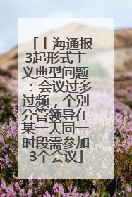 上海通报3起形式主义典型问题：会议过多过频，个别分管领导在某一天同一时段需参加3个会议