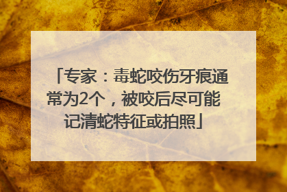 专家：毒蛇咬伤牙痕通常为2个，被咬后尽可能记清蛇特征或拍照