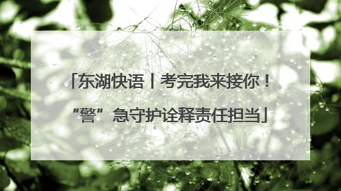 东湖快语丨考完我来接你！“警”急守护诠释责任担当
