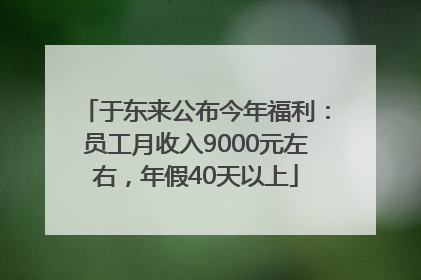 于东来公布今年福利：员工月收入9000元左右，年假40天以上