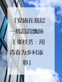 党旗在基层一线高高飘扬丨张桂芳：用青春为乡村添彩