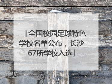 全国校园足球特色学校名单公布，长沙67所学校入选