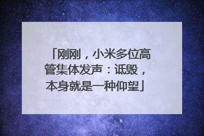 刚刚，小米多位高管集体发声：诋毁，本身就是一种仰望