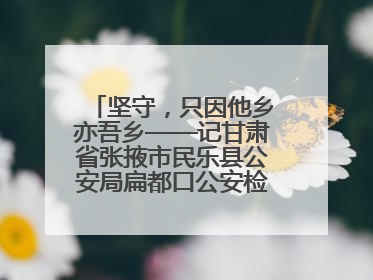 坚守，只因他乡亦吾乡——记甘肃省张掖市民乐县公安局扁都口公安检查站民警黄启元