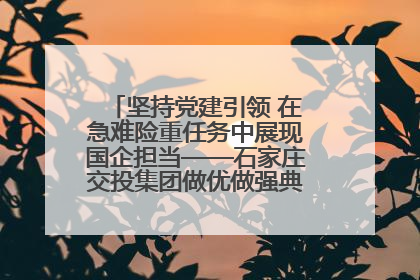 坚持党建引领 在急难险重任务中展现国企担当——石家庄交投集团做优做强典型报道之一