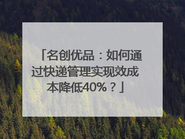 名创优品:如何通过快递管理实现效成本降低40%?