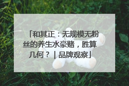 和其正：无规模无粉丝的养生水豪赌，胜算几何？｜品牌观察