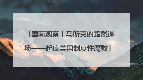 国际观察丨马斯克的黯然退场——起底美国制度性腐败