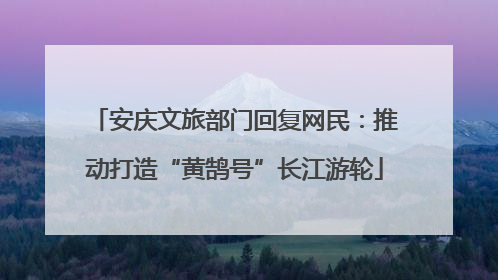 安庆文旅部门回复网民：推动打造“黄鹄号”长江游轮