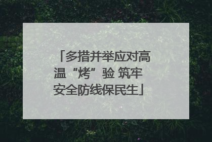 多措并举应对高温“烤”验 筑牢安全防线保民生
