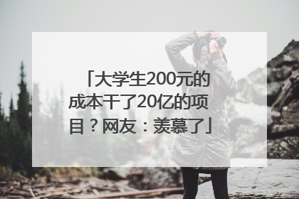 大学生200元的成本干了20亿的项目？网友：羡慕了