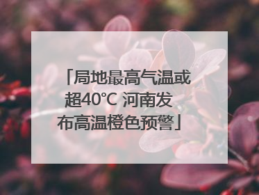 局地最高气温或超40℃ 河南发布高温橙色预警