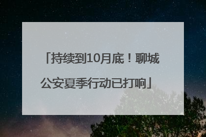 持续到10月底！聊城公安夏季行动已打响