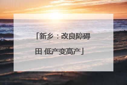 新乡：改良障碍田 低产变高产