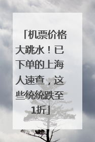 机票价格大跳水！已下单的上海人速查，这些统统跌至1折