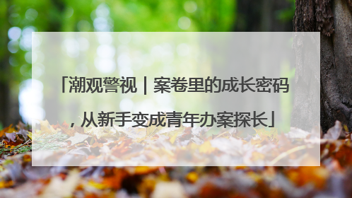 潮观警视｜案卷里的成长密码，从新手变成青年办案探长