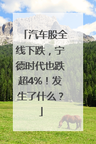 汽车股全线下跌，宁德时代也跌超4%！发生了什么？