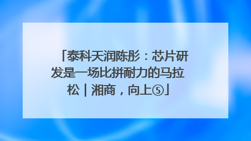 泰科天润陈彤：芯片研发是一场比拼耐力的马拉松｜湘商，向上⑤