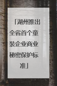 湖州推出全省首个童装企业商业秘密保护标准