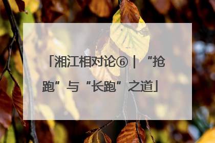 湘江相对论⑥｜“抢跑”与“长跑”之道