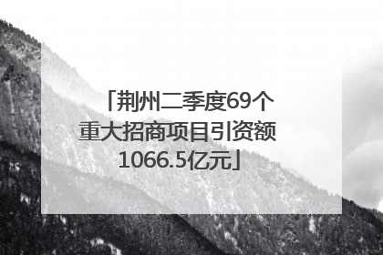 荆州二季度69个重大招商项目引资额1066.5亿元