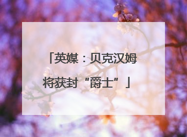 英媒：贝克汉姆将获封“爵士”