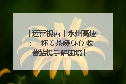运营视窗丨永州高速：一杯姜茶暖身心 收费站援手解困境