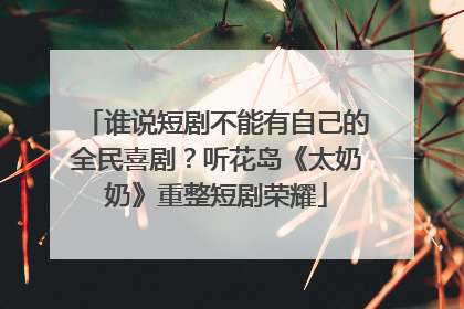 谁说短剧不能有自己的全民喜剧？听花岛《太奶奶》重整短剧荣耀
