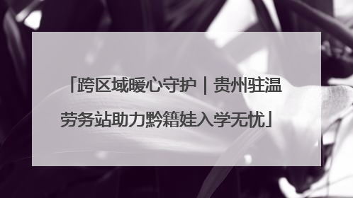 跨区域暖心守护｜贵州驻温劳务站助力黔籍娃入学无忧