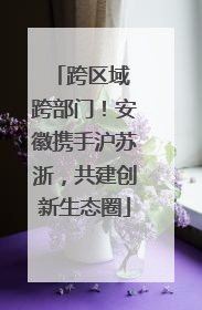 跨区域 跨部门！安徽携手沪苏浙，共建创新生态圈