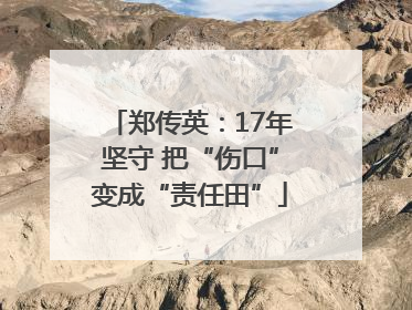 郑传英：17年坚守 把“伤口”变成“责任田”