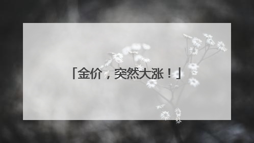金价，突然大涨！