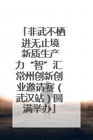 非武不栖 进无止境 新质生产力“智”汇常州创新创业邀请赛（武汉站）圆满举办