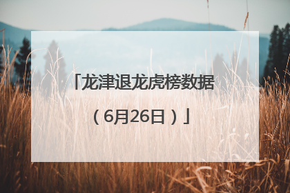 龙津退龙虎榜数据（6月26日）