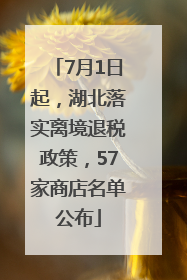 7月1日起，湖北落实离境退税政策，57家商店名单公布